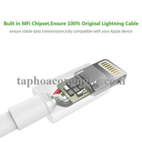 Ugreen 80313 50CM màu trắng cáp Lightning ra Usb 0.5M mạ nickel chống nhiễu có chíp MFI chính hãng US155 30080313